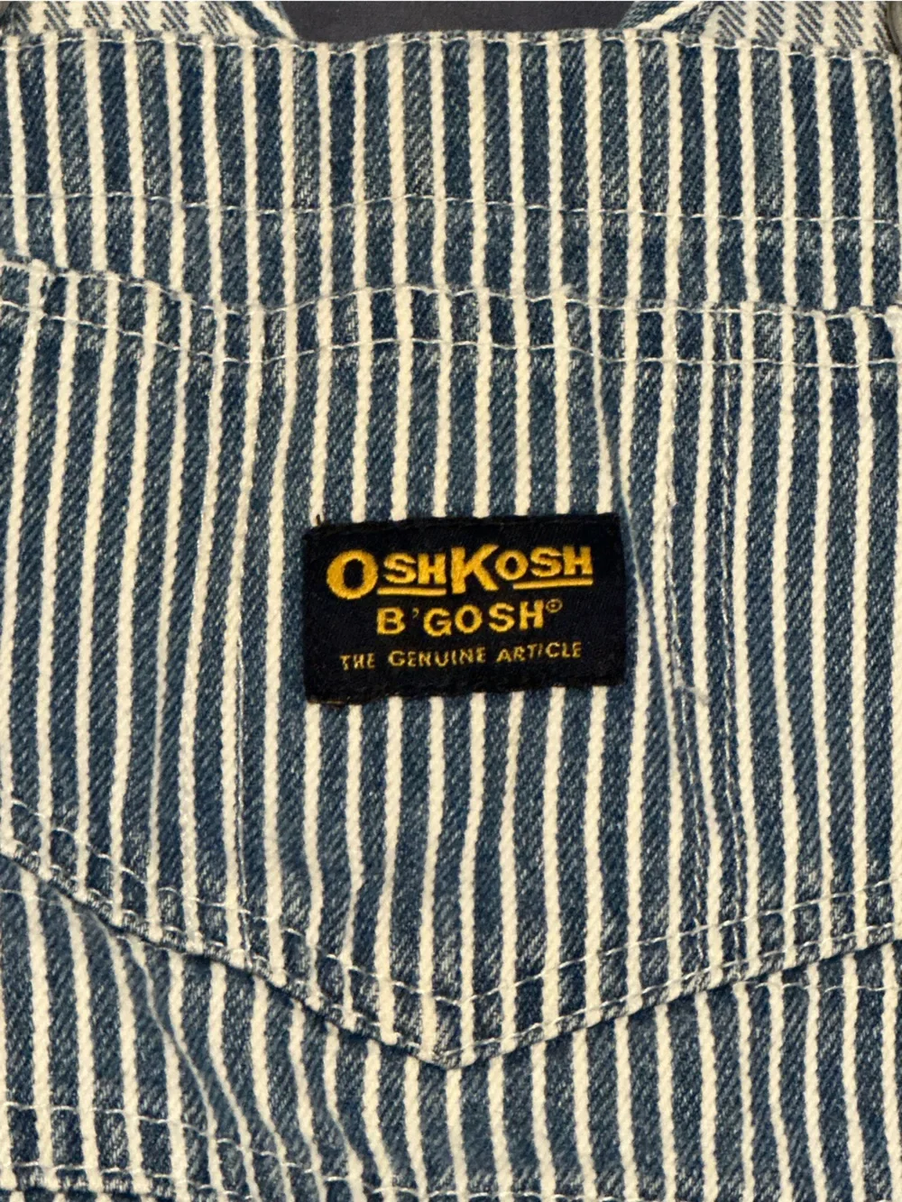 Vintage OshKosh B’Gosh Hickory Stripe Vestbak Overalls 18M Made in USA EUC